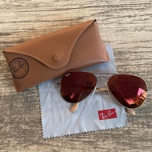 Ray Ban Red Mirrored Aviator Sunglasses